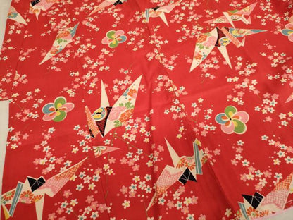 平和屋着物[]七五三　女の子　３歳　祝着　一つ身　折り鶴花文　AABF2190ja