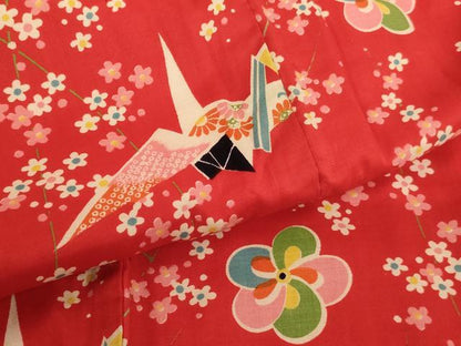 平和屋着物[]七五三　女の子　３歳　祝着　一つ身　折り鶴花文　AABF2190ja