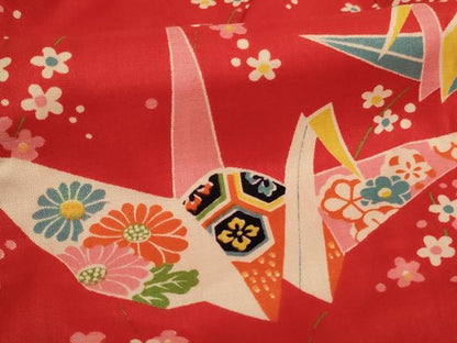 平和屋着物[]七五三　女の子　３歳　祝着　一つ身　折り鶴花文　AABF2190ja