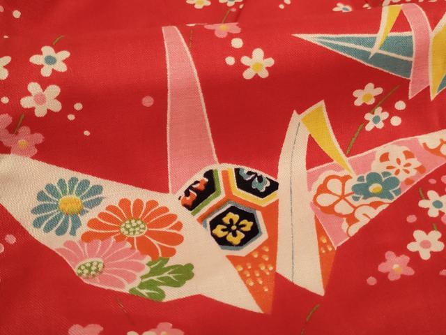 平和屋着物[]七五三　女の子　３歳　祝着　一つ身　折り鶴花文　AABF2190ja