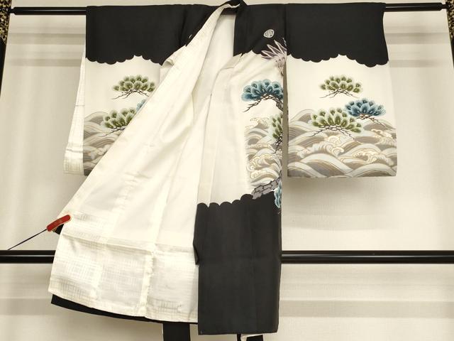 平和屋着物[]お宮参り　男の子　祝着　産着　初着　のしめ　鷹　立波松文　金彩　逸品　AABF2194ja