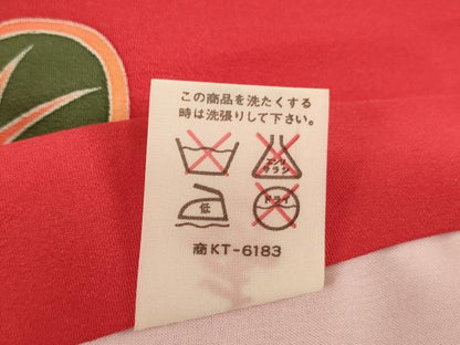 平和屋着物[]七五三　女の子　３歳　祝着　一つ身　友禅　駒刺繍　雪輪花文　暈し染め　金彩　正絹　逸品　AABF2200ja