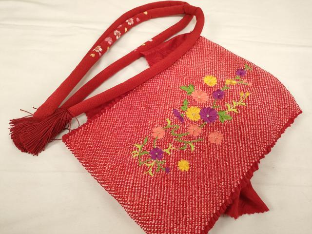 平和屋着物∵七五三　女の子　和装小物　帯締め・帯揚げセット　総絞り　刺繍　丸ぐけ　撚り房　逸品　AABF2224ja