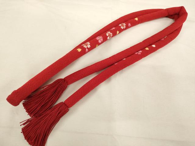 平和屋着物∵七五三　女の子　和装小物　帯締め・帯揚げセット　総絞り　刺繍　丸ぐけ　撚り房　逸品　AABF2224ja