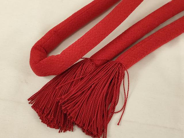 平和屋着物∵七五三　女の子　和装小物　帯締め・帯揚げセット　総絞り　刺繍　丸ぐけ　撚り房　逸品　AABF2224ja