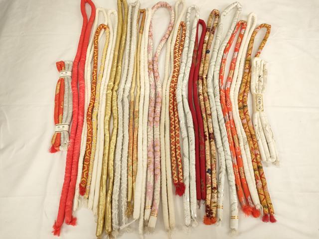 平和屋着物[]七五三　女の子　和装小物　帯締め20本セット　アンティーク　丸ぐけ　刺繍　金銀糸　未使用品あり　逸品　AABF2229ja
