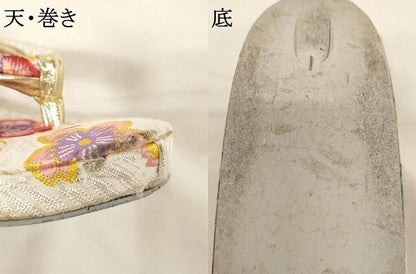 平和屋着物[]七五三　女の子　和装小物　和装草履　刺繍　桜　箱付き　逸品　AABF2235ja