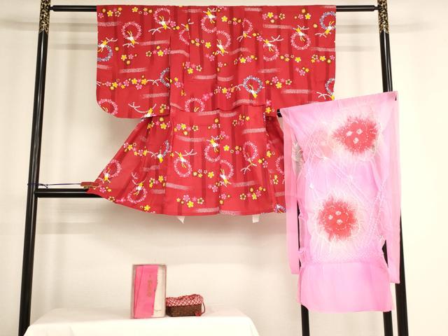 平和屋着物[]子供 女の子 浴衣・兵児帯・小物セット うさぎ 桜 AABF2236ja