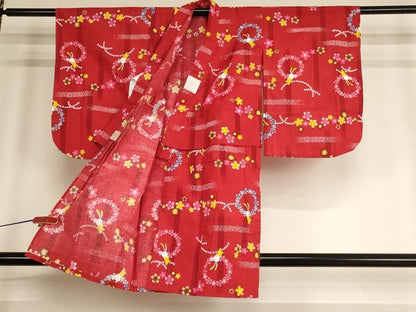 平和屋着物[]子供 女の子 浴衣・兵児帯・小物セット うさぎ 桜 AABF2236ja