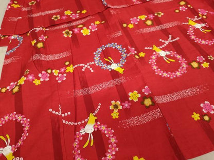 平和屋着物[]子供 女の子 浴衣・兵児帯・小物セット うさぎ 桜 AABF2236ja