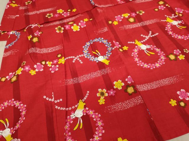 平和屋着物[]子供 女の子 浴衣・兵児帯・小物セット うさぎ 桜 AABF2236ja