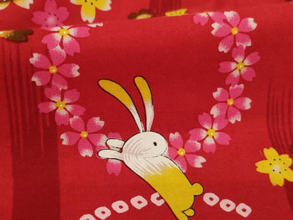 平和屋着物[]子供 女の子 浴衣・兵児帯・小物セット うさぎ 桜 AABF2236ja