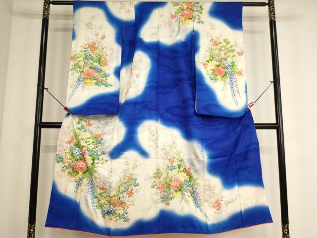 平和屋着物∵女の子 十三参り 子供 祝着 花篭文 暈し染め 金彩 逸品 AABF2237ja