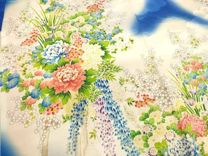 平和屋着物∵女の子 十三参り 子供 祝着 花篭文 暈し染め 金彩 逸品 AABF2237ja
