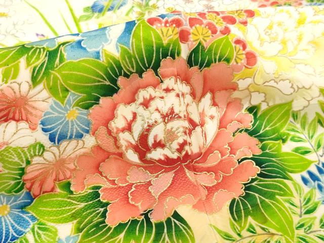 平和屋着物∵女の子 十三参り 子供 祝着 花篭文 暈し染め 金彩 逸品 AABF2237ja