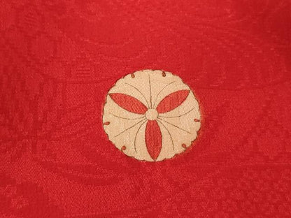 平和屋着物[]アンティーク 大正ロマン 七五三 女の子 ３歳 祝着 一つ身 祝着 花筏文 金彩 逸品 AABF2239ja