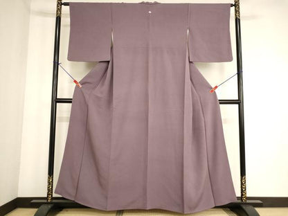平和屋着物■上質な色無地 二藍色 正絹 逸品 AABF2247ja