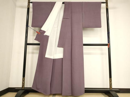 平和屋着物■上質な色無地 二藍色 正絹 逸品 AABF2247ja