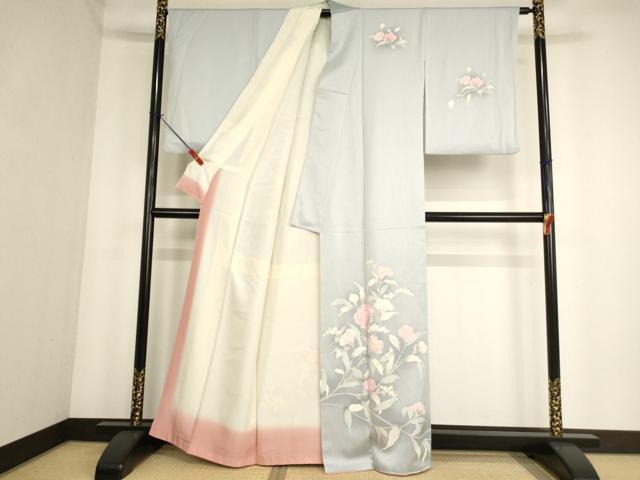 平和屋着物■訪問着 草花文 暈し染め 正絹 逸品 AABF2248ja