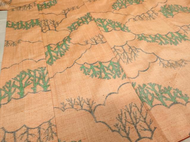 平和屋着物■上質な紬　雲重ね樹林文　正絹　逸品　AABF2253ja