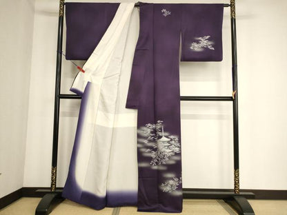 平和屋着物■訪問着 風景文 暈し染め 銀彩 正絹 逸品 AABF2267ja