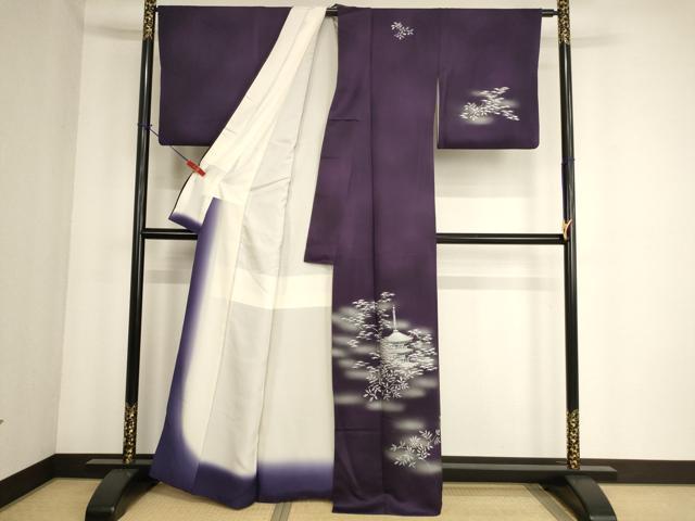平和屋着物■訪問着 風景文 暈し染め 銀彩 正絹 逸品 AABF2267ja