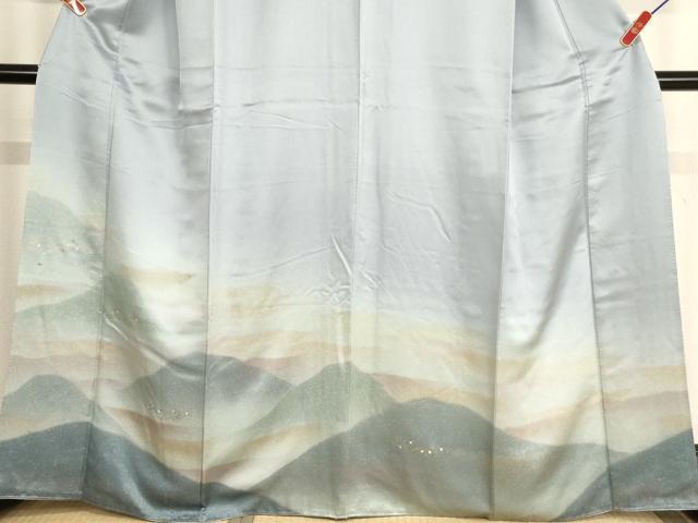 平和屋着物■訪問着 刺繍 遠山風景文 暈し染め 金彩 正絹 逸品 AABF2268ja