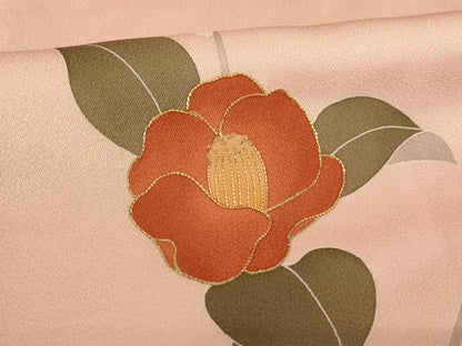 平和屋着物■訪問着 駒刺繍 枝椿文 金彩 正絹 逸品 AABF2284ja