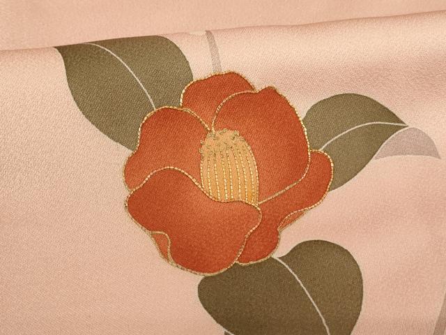 平和屋着物■訪問着 駒刺繍 枝椿文 金彩 正絹 逸品 AABF2284ja