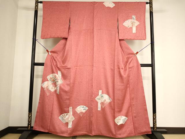平和屋着物■訪問着 扇面花文 金彩 正絹 逸品 AABF2285ja