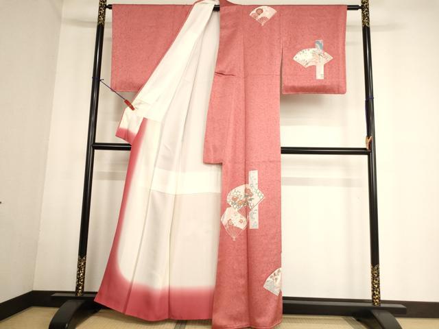 平和屋着物■訪問着 扇面花文 金彩 正絹 逸品 AABF2285ja