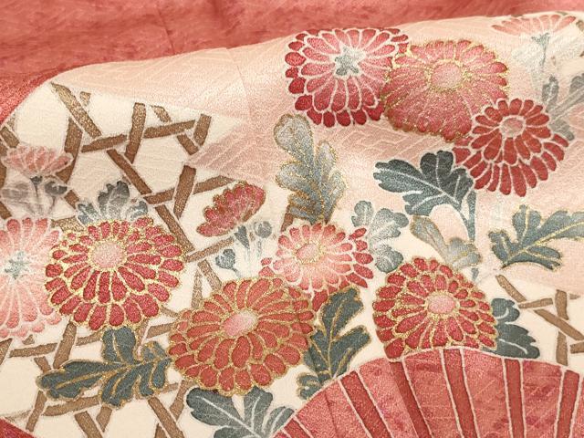 平和屋着物●訪問着　扇面花文　金彩　正絹　逸品　AABF8974ck 平和屋着物○訪問着 扇面花文 金彩 正絹 逸品 AABF8974ck 【公式通販】
