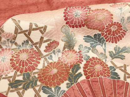平和屋着物■訪問着 扇面花文 金彩 正絹 逸品 AABF2285ja