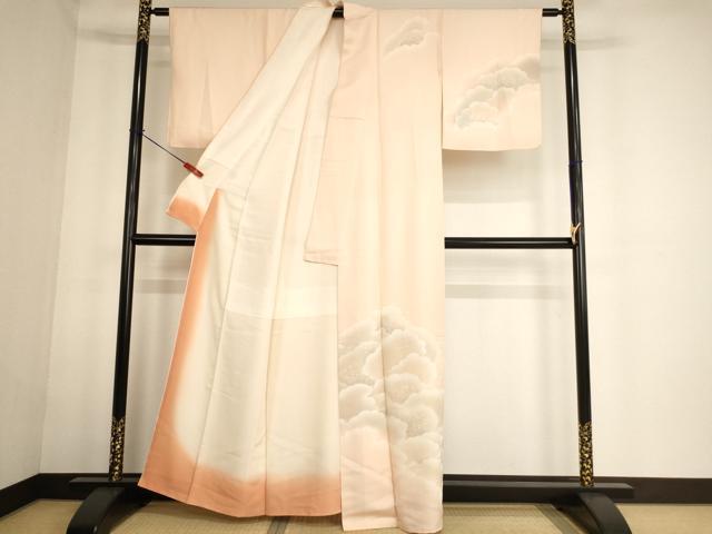 平和屋着物■訪問着 雲重ね花文 暈し染め 正絹 逸品 AABF2287ja