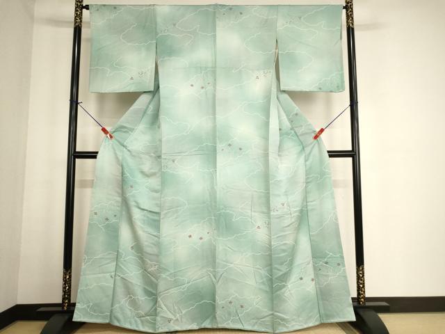平和屋着物■上質な小紋 雲重ね花文 暈し染め 正絹 逸品 AABF2288ja