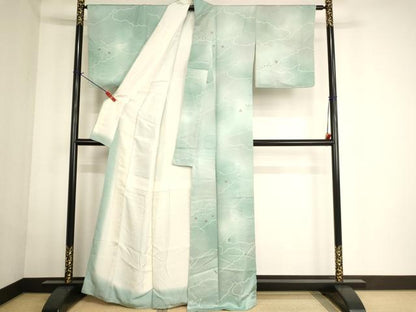 平和屋着物■上質な小紋 雲重ね花文 暈し染め 正絹 逸品 AABF2288ja