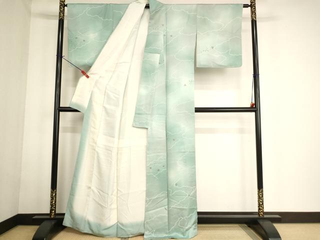 平和屋着物■上質な小紋 雲重ね花文 暈し染め 正絹 逸品 AABF2288ja