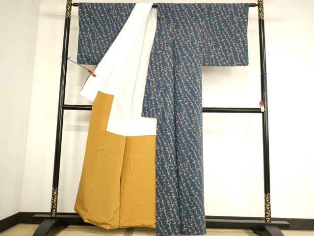 平和屋着物■上質な小紋 草花文 小田急百貨店扱い 正絹 逸品 AABF2291ja