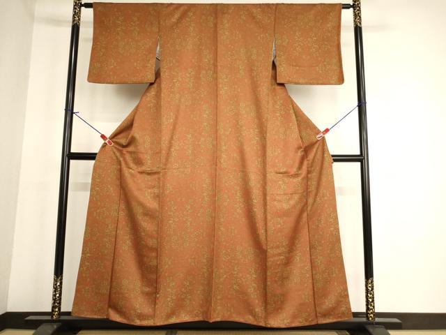 平和屋着物■上質な小紋 更紗花唐草文 正絹 逸品 AABF2299ja