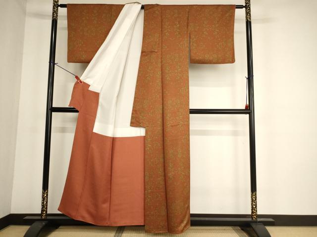 平和屋着物■上質な小紋 更紗花唐草文 正絹 逸品 AABF2299ja