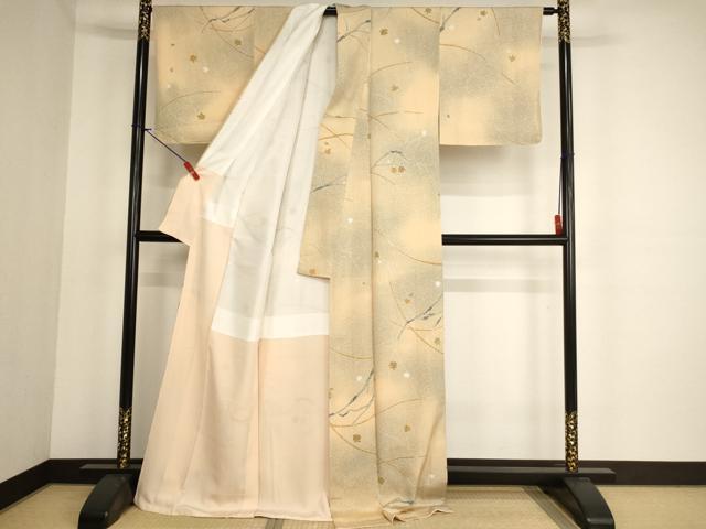 平和屋着物■上質な小紋 楓文 暈し染め ロング丈 正絹 逸品 AABF2302ja