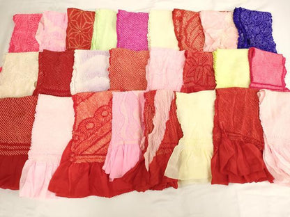 平和屋着物[]七五三　女の子　和装小物　帯揚げ25枚セット　総絞り　中抜き絞り　正絹　逸品　AABF2303ja