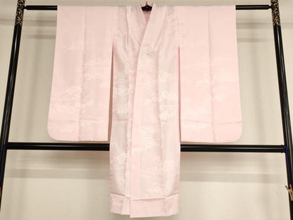 平和屋着物[]子供　女の子　長襦袢　無双仕立て　草花地紋　薄桜色　洗える着物　AABF2307ja
