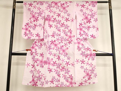 平和屋着物＊夏物 浴衣 子供 女の子 舞桜文 綿 逸品 AABF2310ja