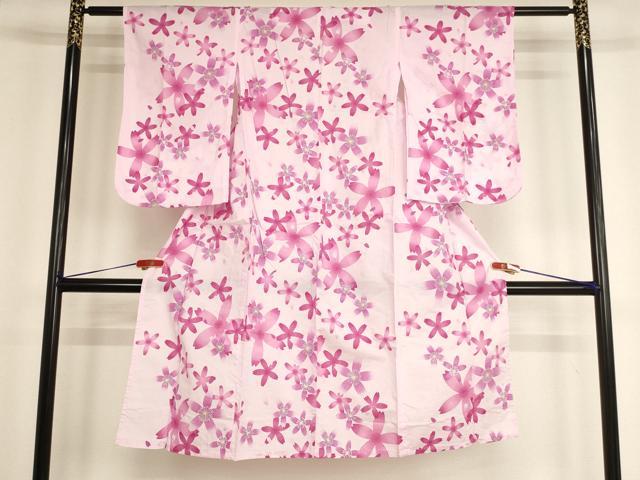 平和屋着物＊夏物 浴衣 子供 女の子 舞桜文 綿 逸品 AABF2310ja