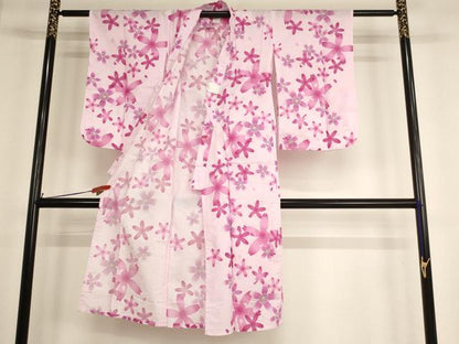 平和屋着物＊夏物 浴衣 子供 女の子 舞桜文 綿 逸品 AABF2310ja