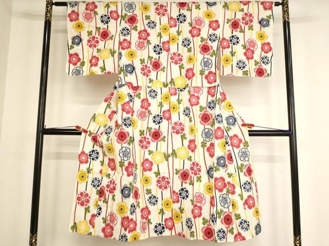 平和屋着物＊夏物 浴衣 子供 女の子 舞梅文 綿 逸品 AABF2311ja