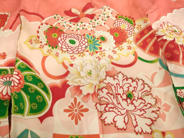 平和屋着物[]お宮参り　女の子　祝着　産着　初着　のしめ　花笠文　金彩　正絹　逸品　AABF2313ja