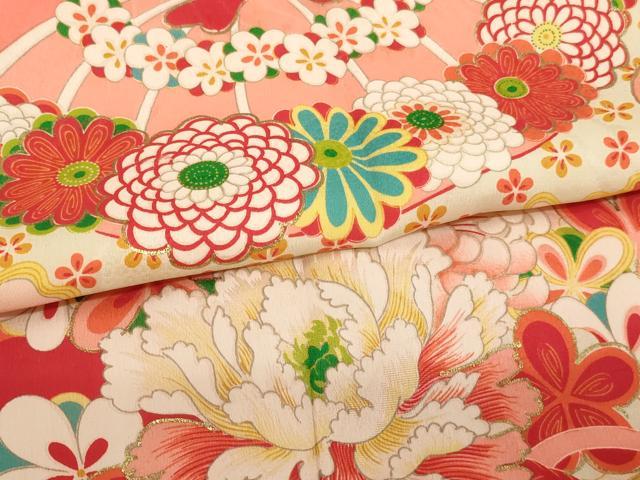 平和屋着物[]お宮参り　女の子　祝着　産着　初着　のしめ　花笠文　金彩　正絹　逸品　AABF2313ja