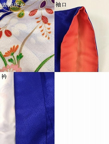 平和屋着物[]七五三　女の子　７歳　祝着　四つ身　駒刺繍　楽器花文　金彩　AABF2314ja